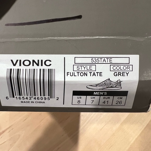 Mens 8 VIONIC Fulton Tate grey TENNIS SHOE SZ 8 Women’s 9.5 Brand new. Sold out - Picture 2 of 5